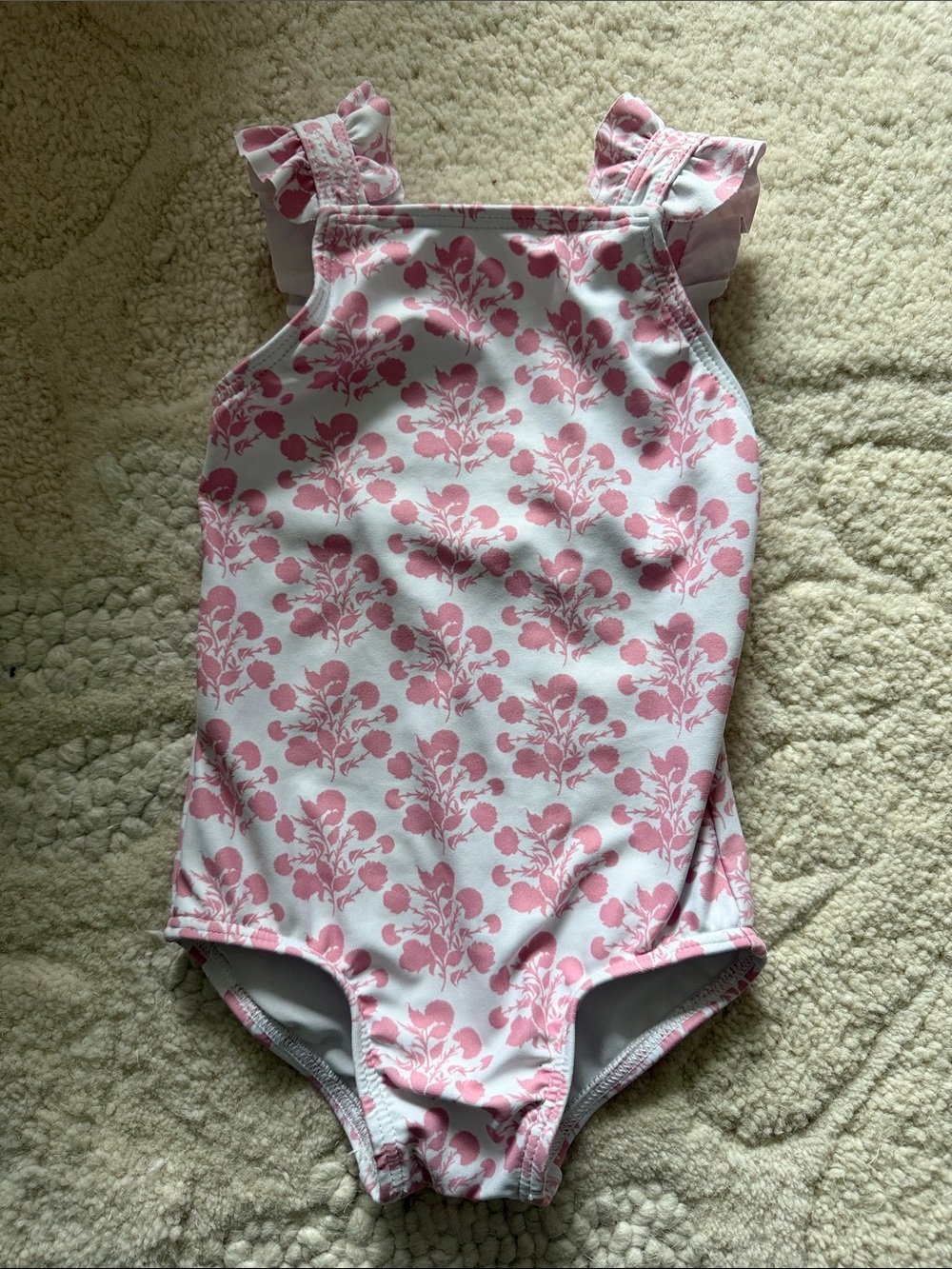 Minnow size 2 Pink Floral Ruffle One-Piece Swimsuit
